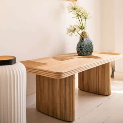 Objets de décoration - Table basse Wabi rectangulaire en bois et rotin naturel - CFOC