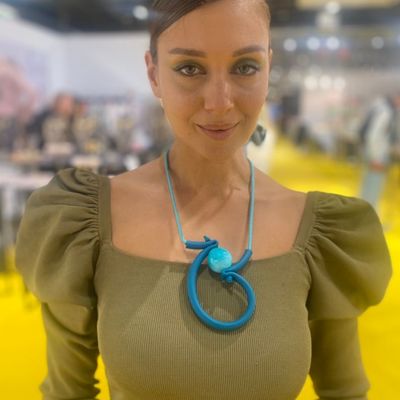 Cadeaux - Collier Flamenco canard perle aqua - SAMUEL CORAUX - PARIS