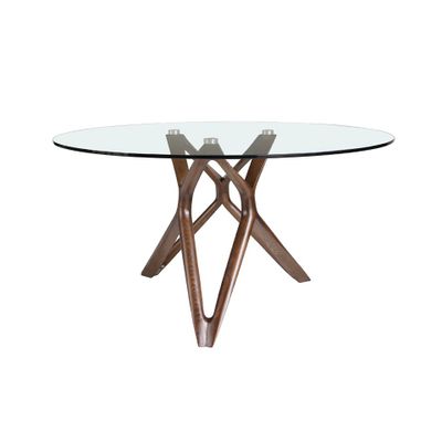 Dining Tables - Round dining table in glass and wood - ANGEL CERDÁ