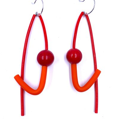 Gifts - Orange Red P Earring - SAMUEL CORAUX