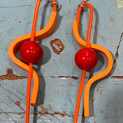 Gifts - 70s Orange Red Earring - SAMUEL CORAUX