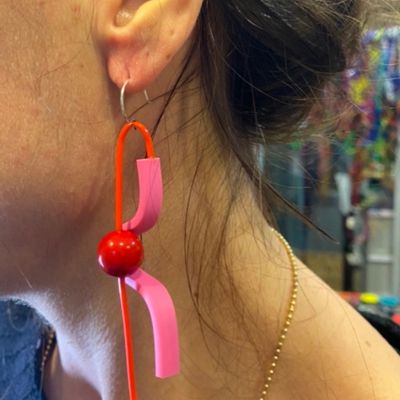 Gifts - 70s red pink earring - SAMUEL CORAUX
