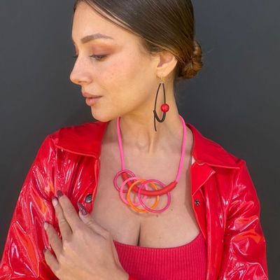 Cadeaux - Collier Mini Ooo Rouge Rose Orange - SAMUEL CORAUX - PARIS