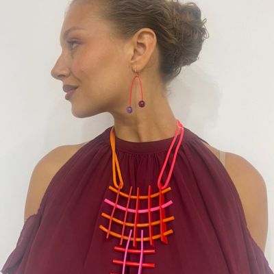 Gifts - Quadrille mix red necklace - SAMUEL CORAUX