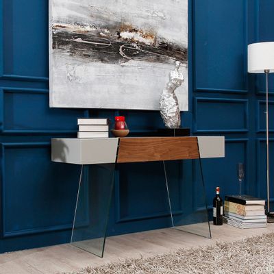 Console table - Walnut and glass console - ANGEL CERDÁ
