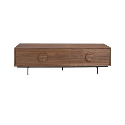 Buffets - Meuble TV en bois de noyer et acier noir - ANGEL CERDÁ
