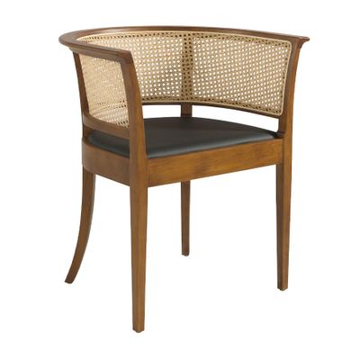 Chaises - Chaise de salle à manger avec dossier en rotin et structure en bois de noyer - ANGEL CERDÁ