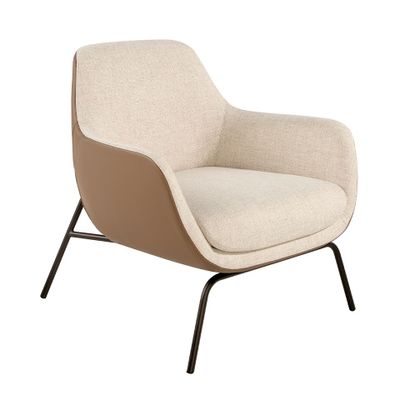 Armchairs - Armchair upholstered in fabric with leatherette backrest - ANGEL CERDÁ