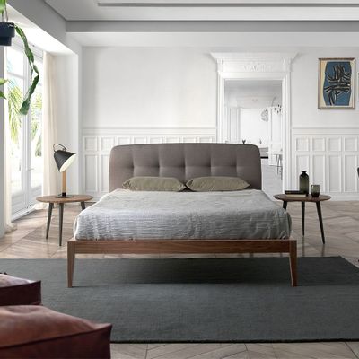 Lits - Lit en tissu capitonné gris - ANGEL CERDÁ