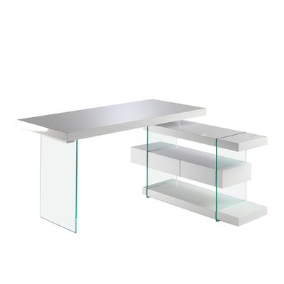 Mobilier et rangements pour bureau - Bureau blanc et verre - ANGEL CERDÁ