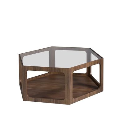 Coffee tables - Hexagonal walnut coffee table - ANGEL CERDÁ