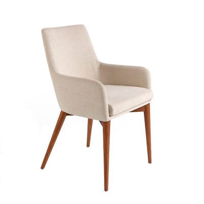 Chairs - Upholstered beige fabric Dining table chair - ANGEL CERDÁ