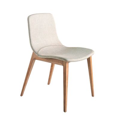 Chaises - Chaise de salle à manger rembourrée en tissu beige - ANGEL CERDÁ