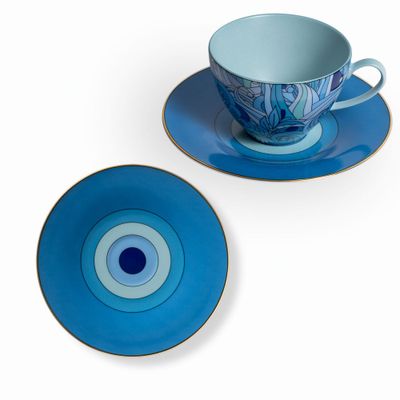 Mugs - Set of 2 - Tea Cups and Saucers Set – Blue Cachemire - HOME BY KRISTY