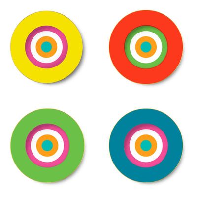 Assiettes au quotidien - Set de 4 - Jeu d’Assiettes Principales – Jaune, Rouge, Vert, Bleu – Rainbow - HOME BY KRISTY