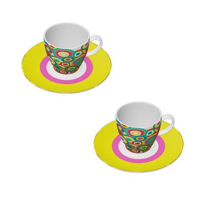 Assiettes au quotidien - Set de 2 Jeu de Tasses à Café et Soucoupes – Rainbow - HOME BY KRISTY