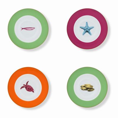 Assiettes au quotidien - Set de 4 - Jeu d’Assiettes à Soupe Bicolore - HOME BY KRISTY