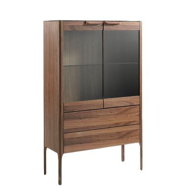 Sideboards - Walnut and fiberglass display cabinet with marble effect - ANGEL CERDÁ