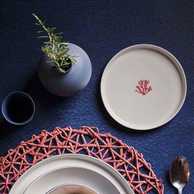 Everyday plates - Round Dessert Plate Red Coral - ESMA DEREBOY HANDMADE PORCELAIN