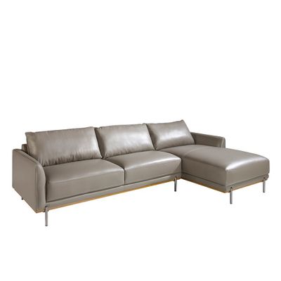 Canapés - Canapé Chaiselongue (R) en cuir de vachette Gris foncé - ANGEL CERDÁ