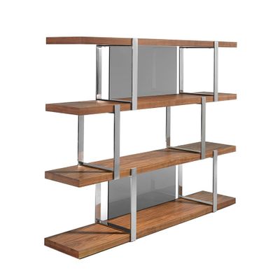 Shelves - Walnut shelf black glass dividers - ANGEL CERDÁ