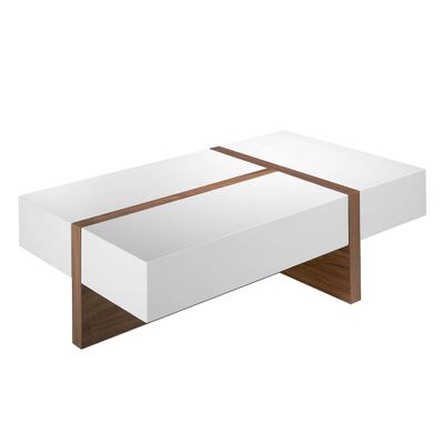 Coffee tables - White coffee table with walnut - ANGEL CERDÁ