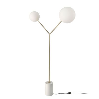 Floor lamps - Floor lamp in white marble, golden steel and white glass - ANGEL CERDÁ