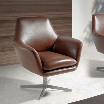 Armchairs - Leather upholstered swivel armchair - ANGEL CERDÁ