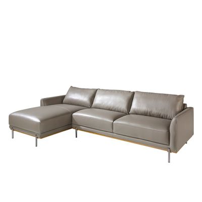 Canapés - Canapé chaise longue (L) en cuir de vachette Gris foncé - ANGEL CERDÁ