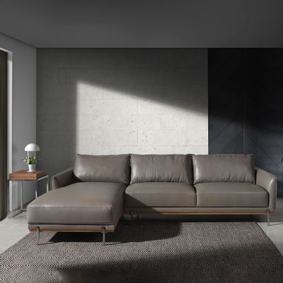 Canapés - Canapé chaise longue (L) en cuir de vachette Gris foncé - ANGEL CERDÁ