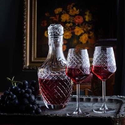 Décorations pour tables de Noël - Paire de Verres à vin en cristal taillé - Stelo - LEONE DI FIUME