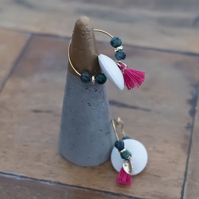 Jewelry - Olfactory earrings\" Oleander\” in natural stones and Limoges ceramic to perfume - O BY !OSMOTIK