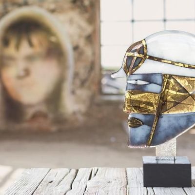 Art glass - Golden Head - GLASS STUDIO HABRAT