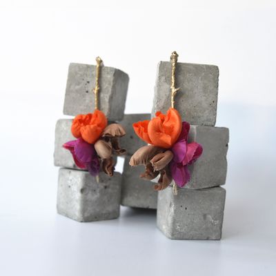 Gifts - Flourist Silk Collection Gold Plated Earrings - CHAMA NAVARRO