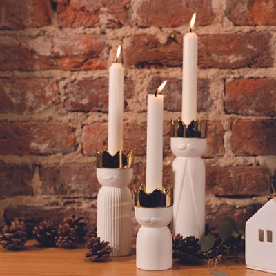 Autres décorations de Noël - Bougeoir porcelaine. Casper, Melchior & Balthasar - RAEDER DESIGN STORIES