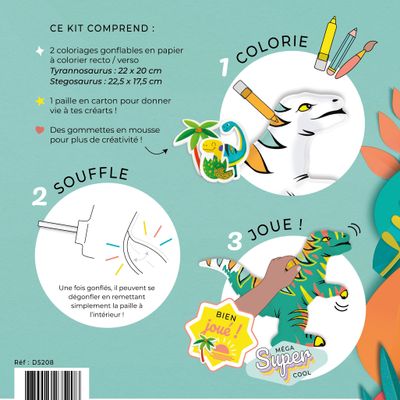 Cadeaux - Créart gonflable à colorier - Dinos - ARA-CREATIVE