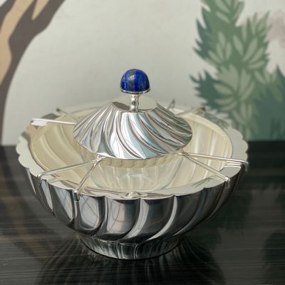 Crystal ware - Caviar Bowl (Lapis Knob) - REZON LUXURY SILVERWARE