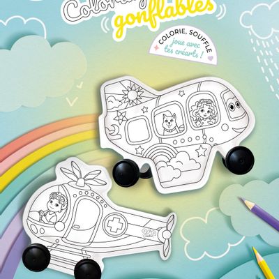 Cadeaux - Créart gonflable à colorier - Avion & Helico - ARA-CREATIVE