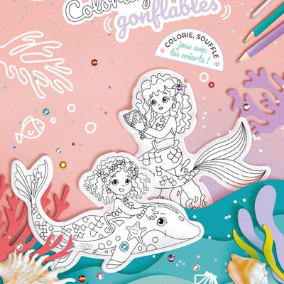 Objets de décoration - Créart gonflable à colorier - Sirènes - ARA-CREATIVE