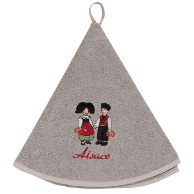 Tea towel - Round Hand Towel Couple Enfants Gris Diameter 60 - MAISON VIVARAISE - SDE VIVARAISE WINKLER
