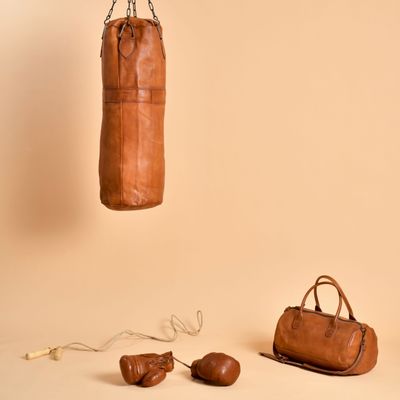 Decorative objects - Leather Punching Bag 90cm – Cognac - JOHN WOODBRIDGE MAKERS
