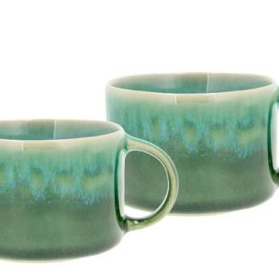Mugs - Villa Collection Styles Mug with handle Dia 8.5 x 6 cm 0.16 liter 2 pc. Green/Blue - VILLA COLLECTION DENMARK