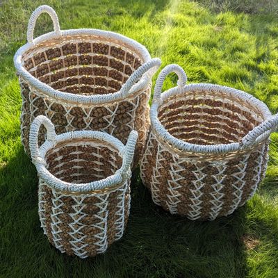 Caskets and boxes - Water hyacinth and bamboo laundry basket - PJBS-3 - BALINAISA