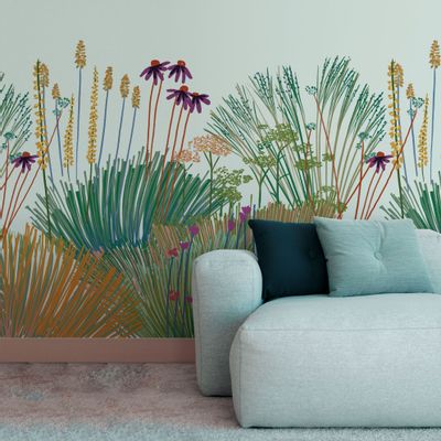 Tapestries - Panoramic English Garden Wallpaper. - ACTE-DECO