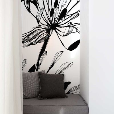 Tapestries - Graphic Flower Panoramic Wallpaper - ACTE-DECO