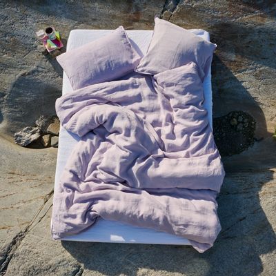 Linge de lit - LINUS — housse de couette et taie d'oreiller en 100% lin — lavande - LAVIE HOME