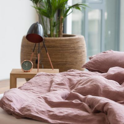 Linge de lit - LINUS — housse de couette et taie d'oreiller en 100% lin — rose cendré - LAVIE HOME