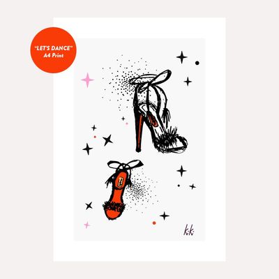 Poster - "Let’s Dance" – A4 Art Print. - KIKI GUNN - PRINT WORKS