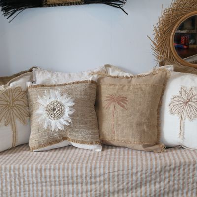 Fabric cushions - Boho Burlap Jute Burlap Pillow Case Interior Design Trends - MY BALI LIVING