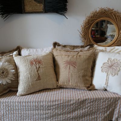 Fabric cushions - Boho Burlap Jute Burlap Pillow Case Interior Design Trends - MY BALI LIVING
